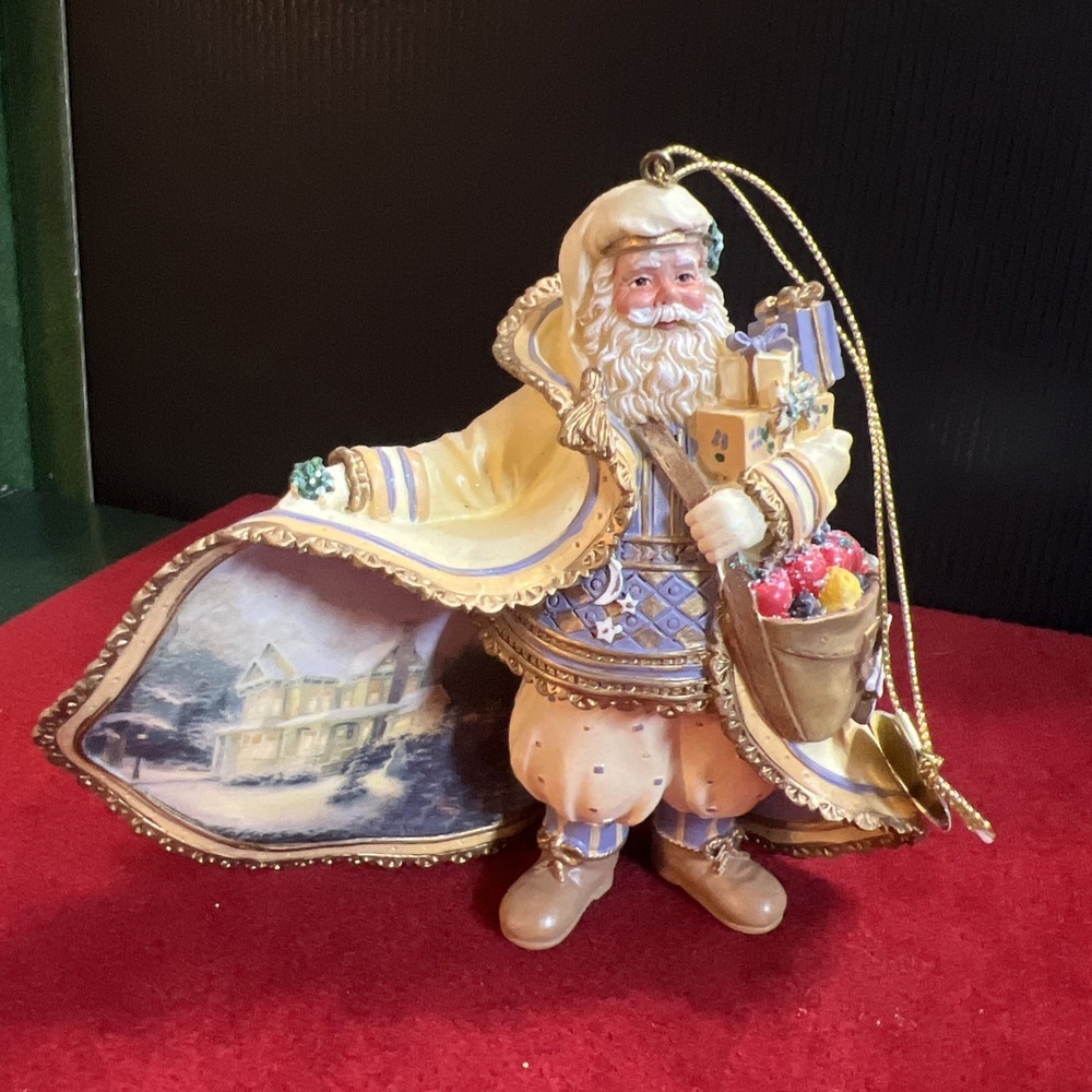 Ashton Drake Olde World Santa Ornament…Thomas Kinkade Scene Decorates His Cloak